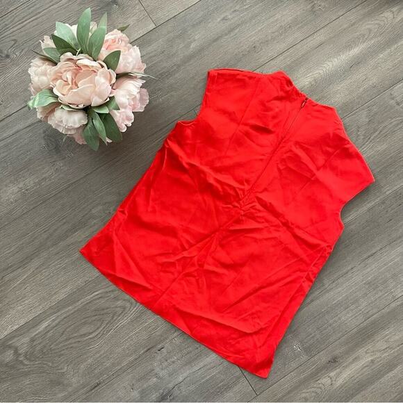 COS Red Orange Mock Neck Sleeveless Blouse - Picture 3 of 5